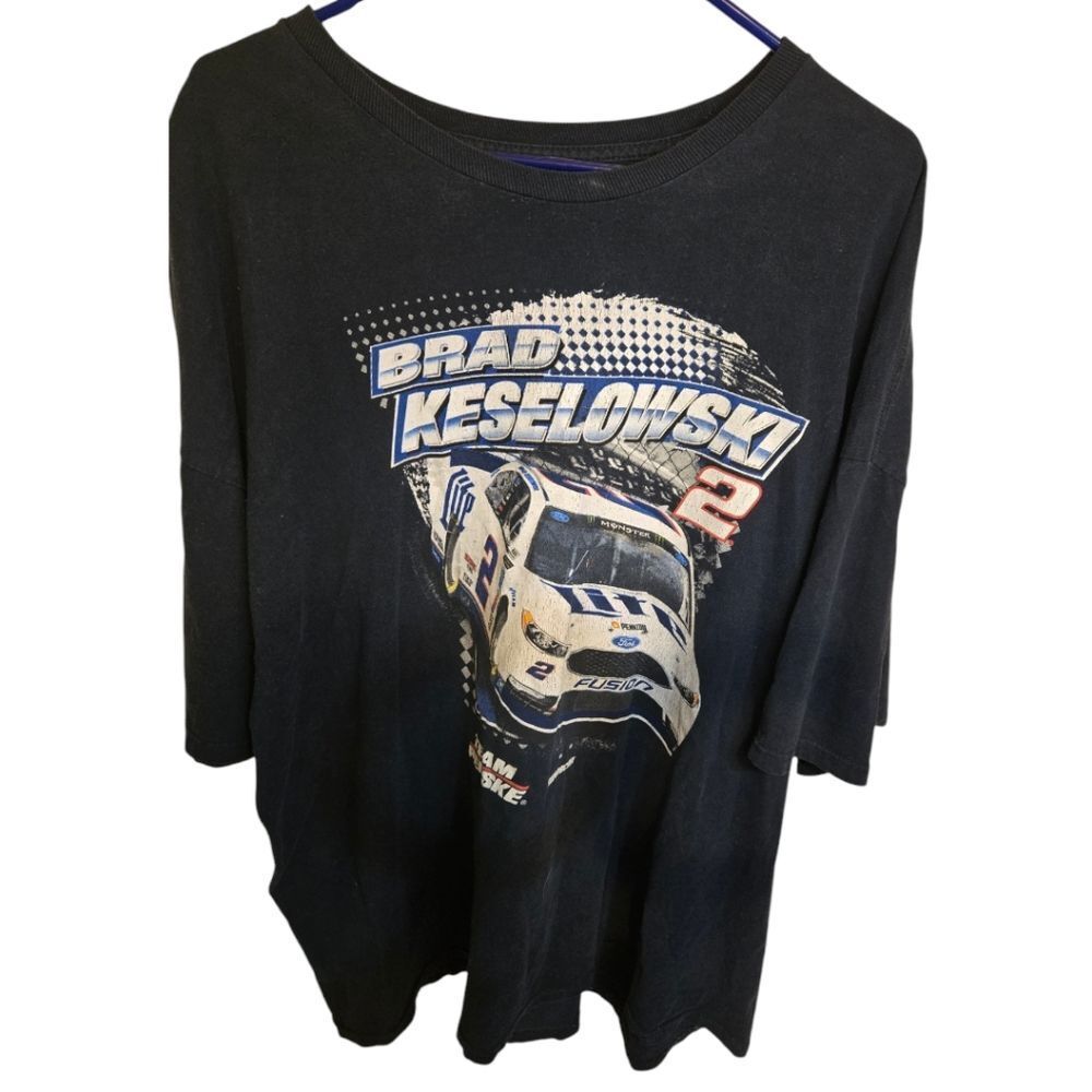 Brad Keslowski #2 Mens T-shirt Nascar Team Penske Driver  Dark Blue 3xl